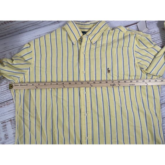 Ralph Lauren sz Large Yellow Blue White Striped Button Down Dress Shirt - Picture 4 of 5